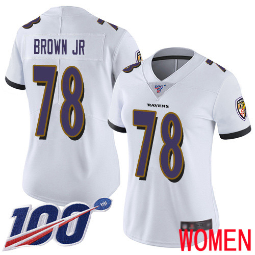 Baltimore Ravens Limited White Women Orlando Brown Jr. Road Jersey NFL Football #78 100th Season Vapor Untouchable->youth nfl jersey->Youth Jersey
